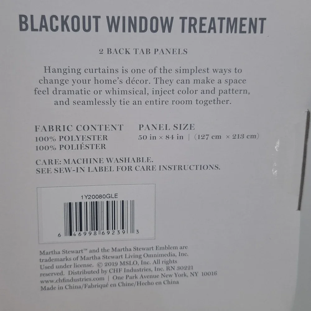 Martha Stewart Blackout Window Panels 50 x 84 Bedford Woven Plaid Back Tab Tan